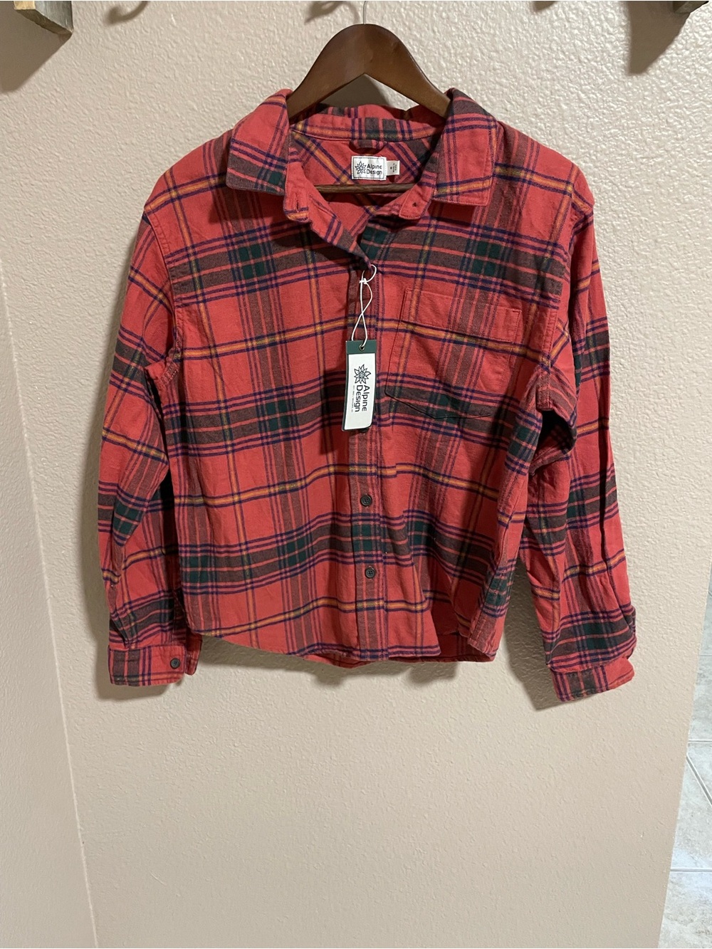 Alpine Design Red Plaid Button-Front Shirt - Soft Flannel Look NWT